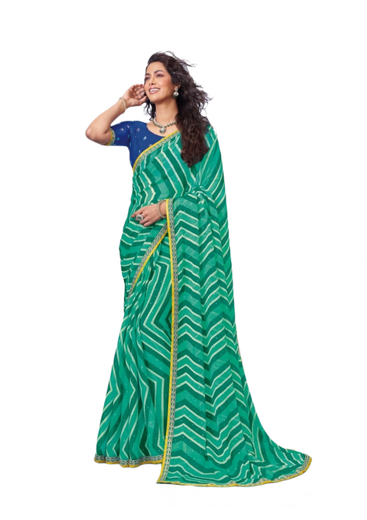 Laxmipati N-3469 Blue Chiffon Saree 