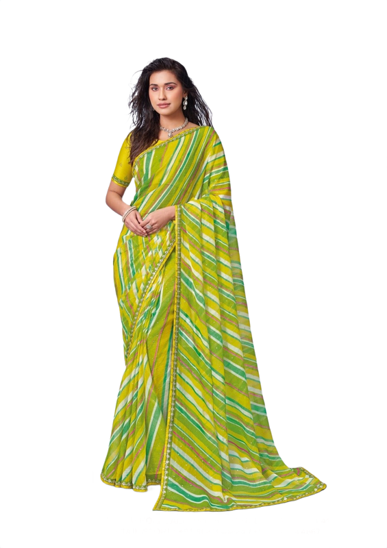 Laxmipati N-3470 Green Chiffon Saree 