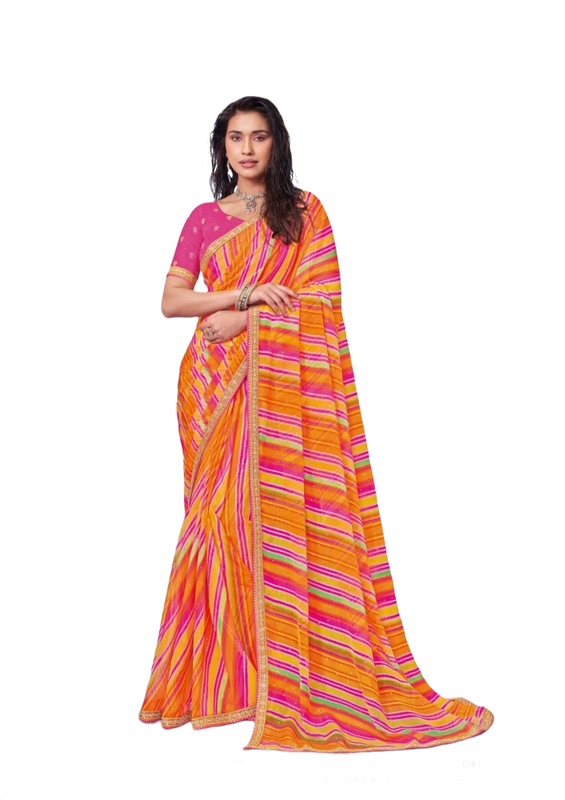 Laxmipati N-3472 Peach Chiffon Saree 