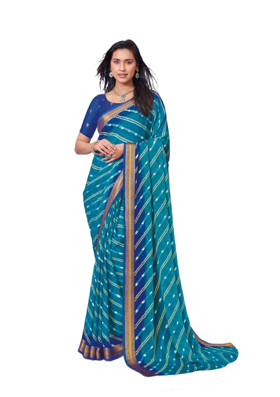 Laxmipati N-3474 Blue Chiffon Saree 