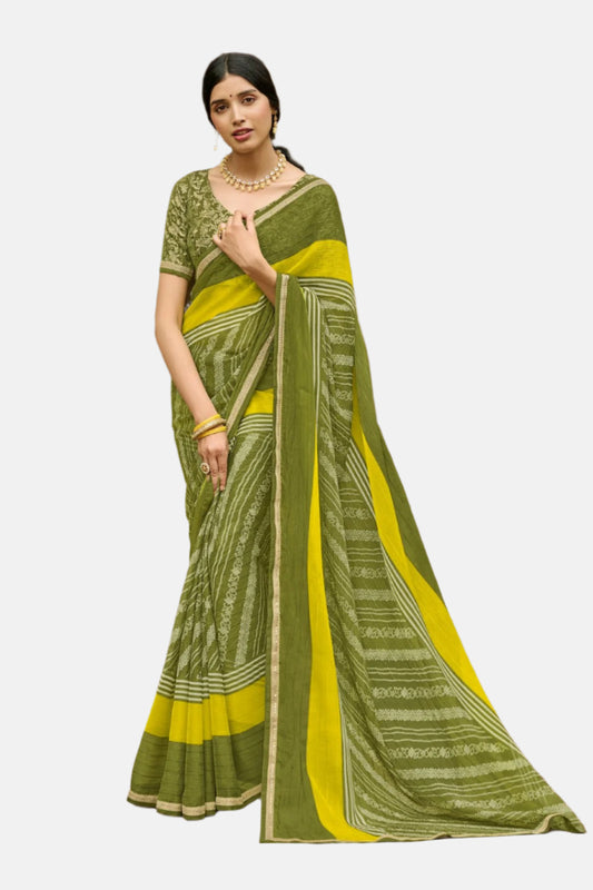 Laxmipati 8099 Green Sparkle Chiffon Saree 