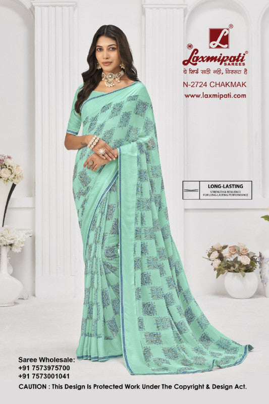Laxmipati Printed Green Georgette Saree (Sitaphal, N-2722)