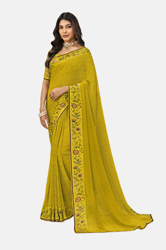 Laxmipati N-2719 Mustard Georgette Saree 