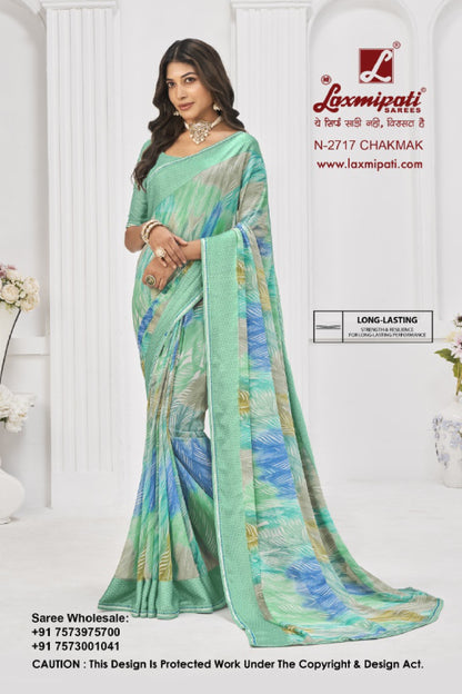 Laxmipati Sitaphal Green Georgette Saree (Green, N-2717)