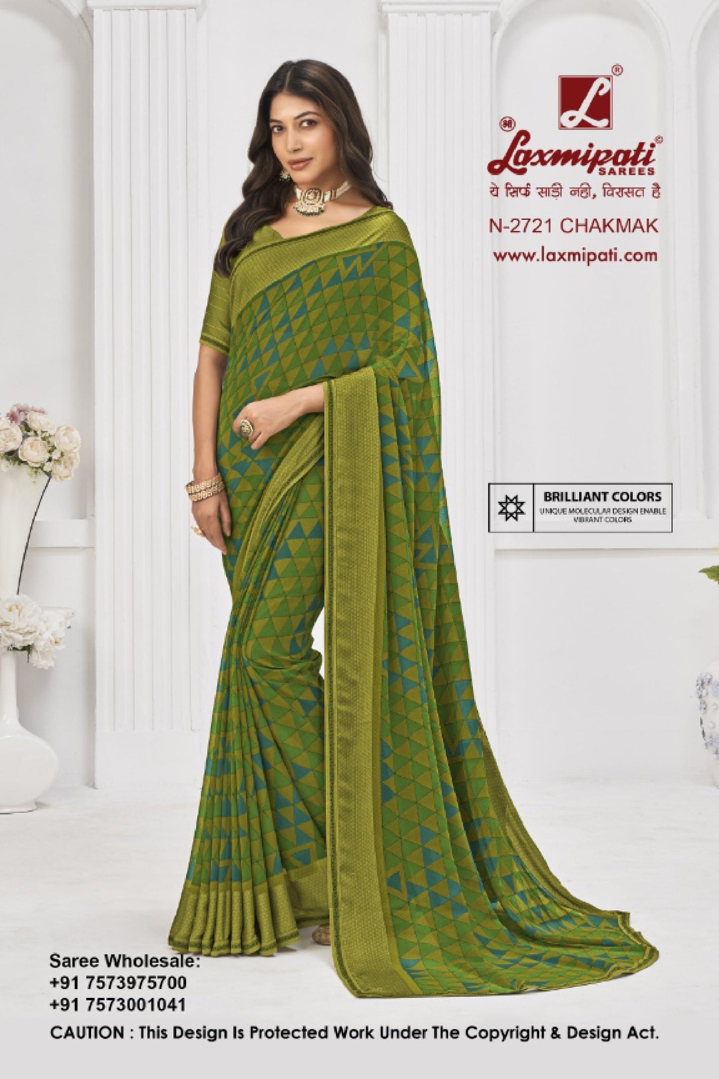 Laxmipati Sitaphal Green Multicolor Georgette Saree (Green Multicolor, N-2721)
