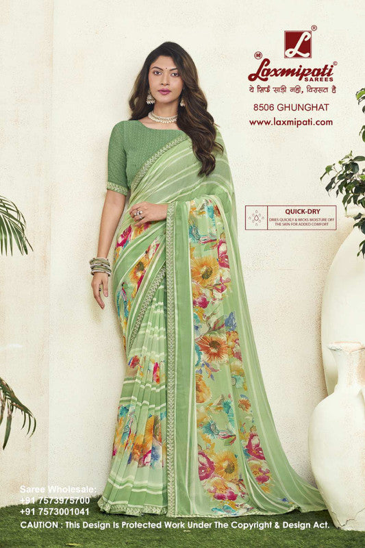 Laxmipati 8506 Green Georgette Saree 