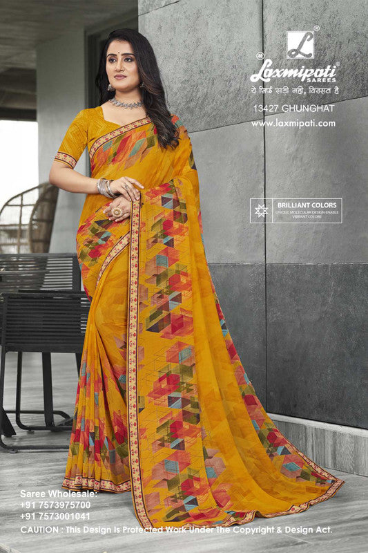 Laxmipati 13427 Mustard Georgette Saree 