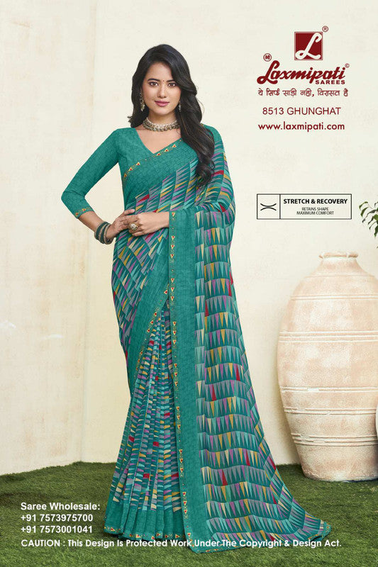 Laxmipati 8513 Teal Georgette Saree 