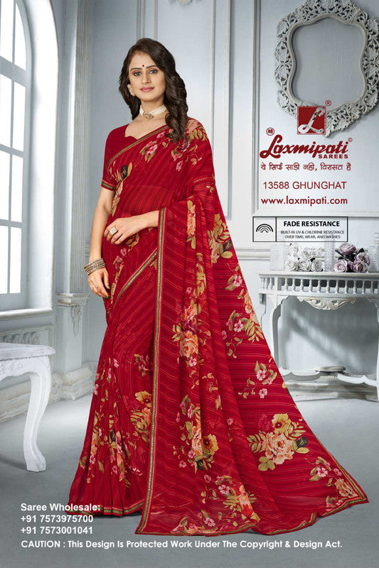 Laxmipati 13588 Red Georgette Saree 