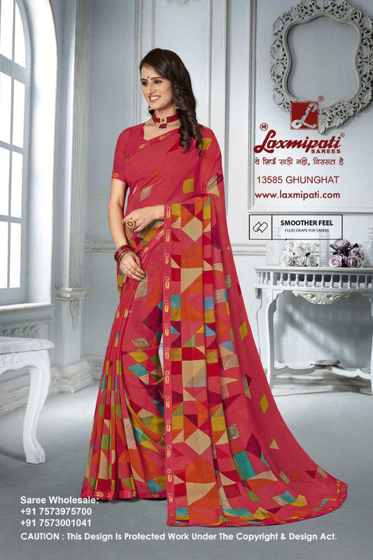 Laxmipati 13585 Red Georgette Saree 