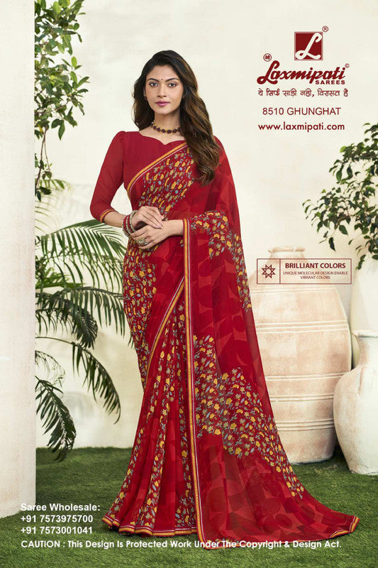 Laxmipati 8510 Red Georgette Saree 