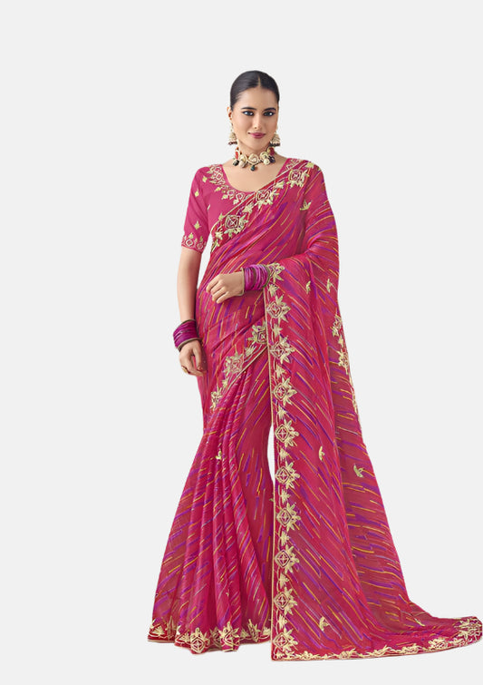Laxmipati N-2363 Pink Organza Saree 