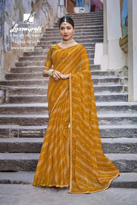 Laxmipati Parampara Yellow Jimmy Choo Saree (Yellow, N-2394)