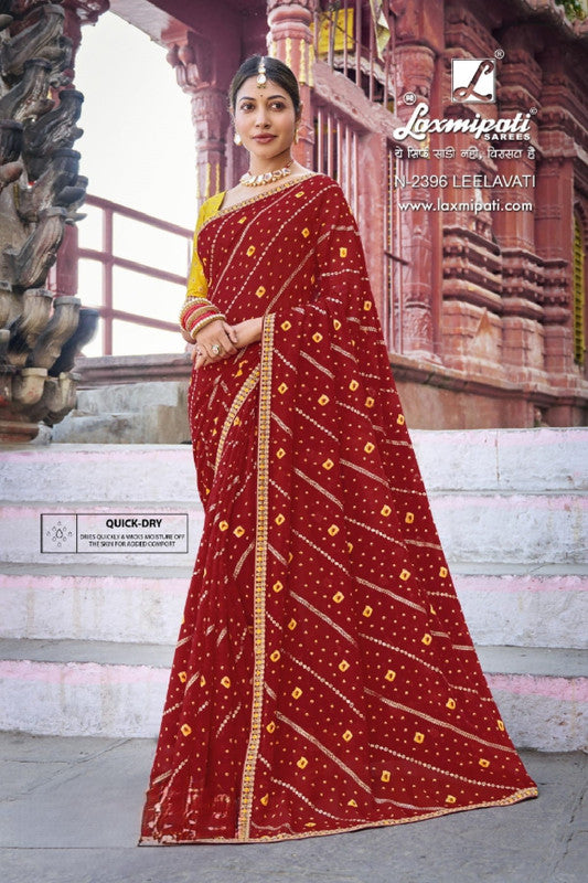 Laxmipati Parampara Red Heavy Georgette Saree (Red, N-2396)