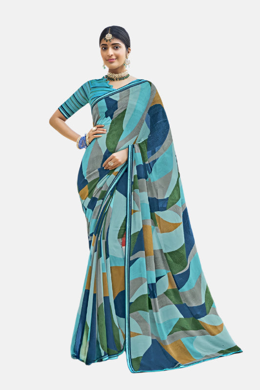 Laxmipati  N-2397 Blue Georgette Saree 