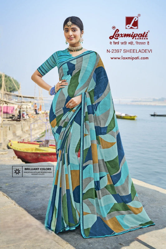 Laxmipati Parampara Blue Georgette Saree (Blue, N-2397)