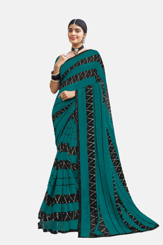 Laxmipati  N-2399 Green Chiffon Saree 