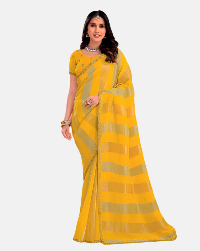 Laxmipati  N-2429 Mustard Organza Saree 