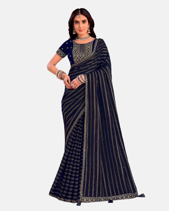 Laxmipati  N-2435 Blue Organza Saree 