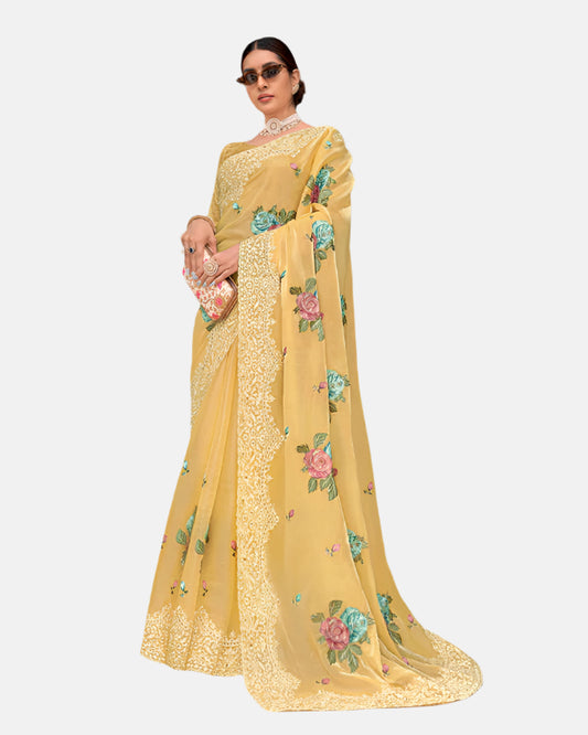 Laxmipati  N-2436 Yellow Jimmy Choo Saree 