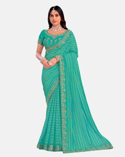 Laxmipati  N-2437 Blue Organza Saree 