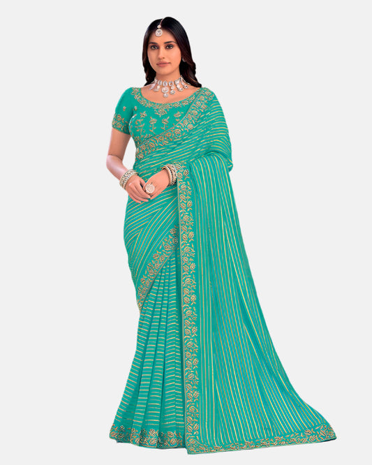 Laxmipati  N-2437 Blue Organza Saree 