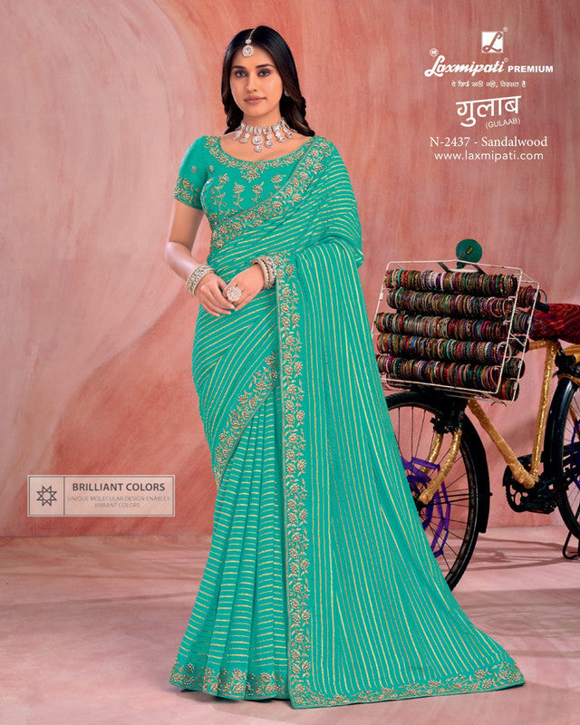 Laxmipati Gulaab Blue Organza Saree (Blue, N-2437)