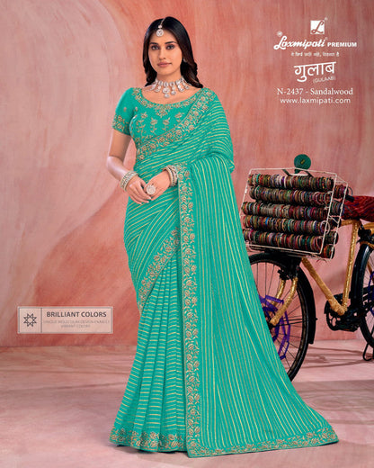 Laxmipati Gulaab Blue Organza Saree (Blue, N-2437)