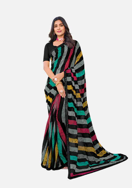 Laxmipati  N-2445 Black Georgette Saree 