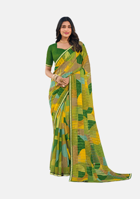 Laxmipati  N-2449 Multicolor Chiffon Saree 