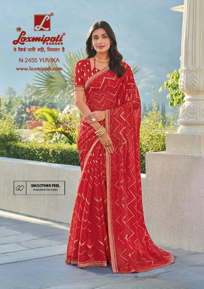 Laxmipati Rang Panchami Red Jimmy Choo Saree (Red, N-2455)