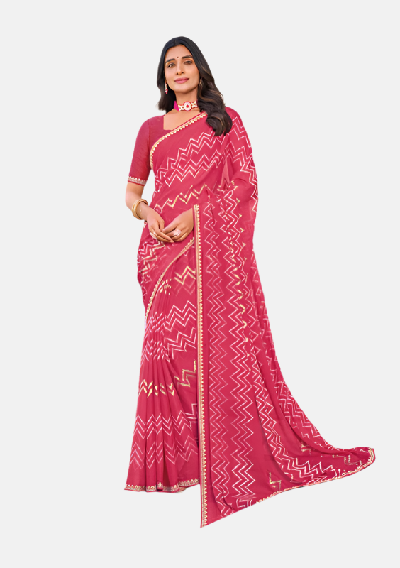 Laxmipati  N-2457 Pink Chiffon Saree 