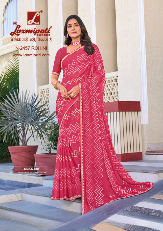 Laxmipati Rang Panchami Pink Chiffon Saree (Pink, N-2457)
