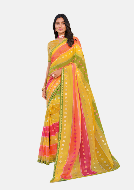Laxmipati  N-2467 Multicolor Sparkle Chiffon Saree 
