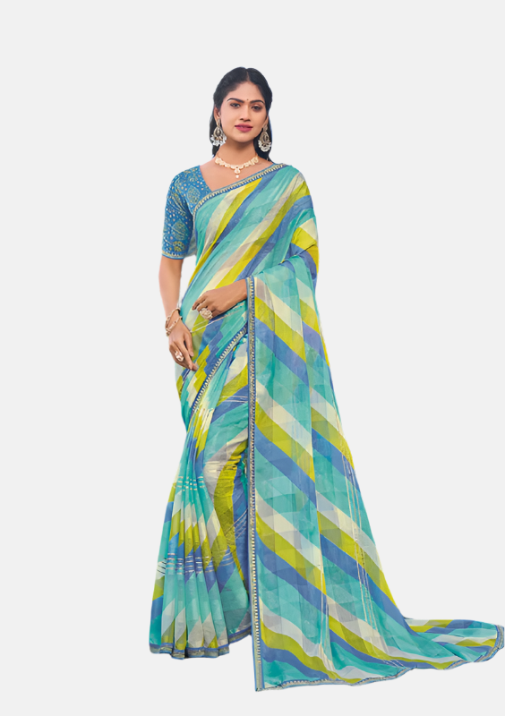 Laxmipati  N-2474 Multicolor Sparkle Chiffon Saree 