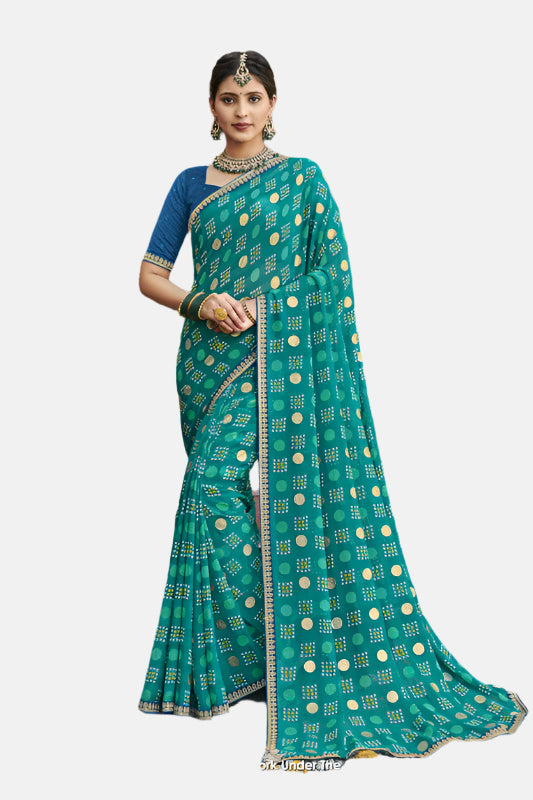 Laxmipati N-2568 Blue Moss Chiffon Saree 