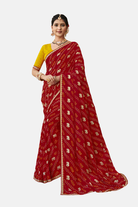 Laxmipati N-2569 Red Moss Chiffon Saree 