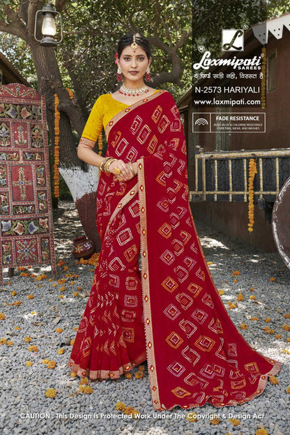 Laxmipati Rajwadi Red Chiffon Saree (Red, N-2573)