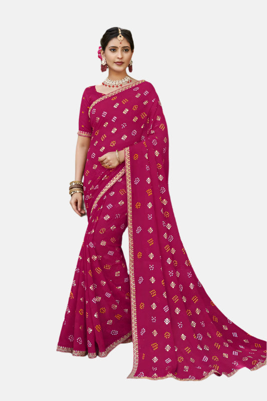 Laxmipati N-2574 Pink Chiffon Saree 
