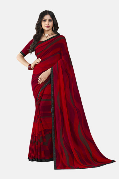 Laxmipati Mala Red Georgette Saree (Red, N-2619)