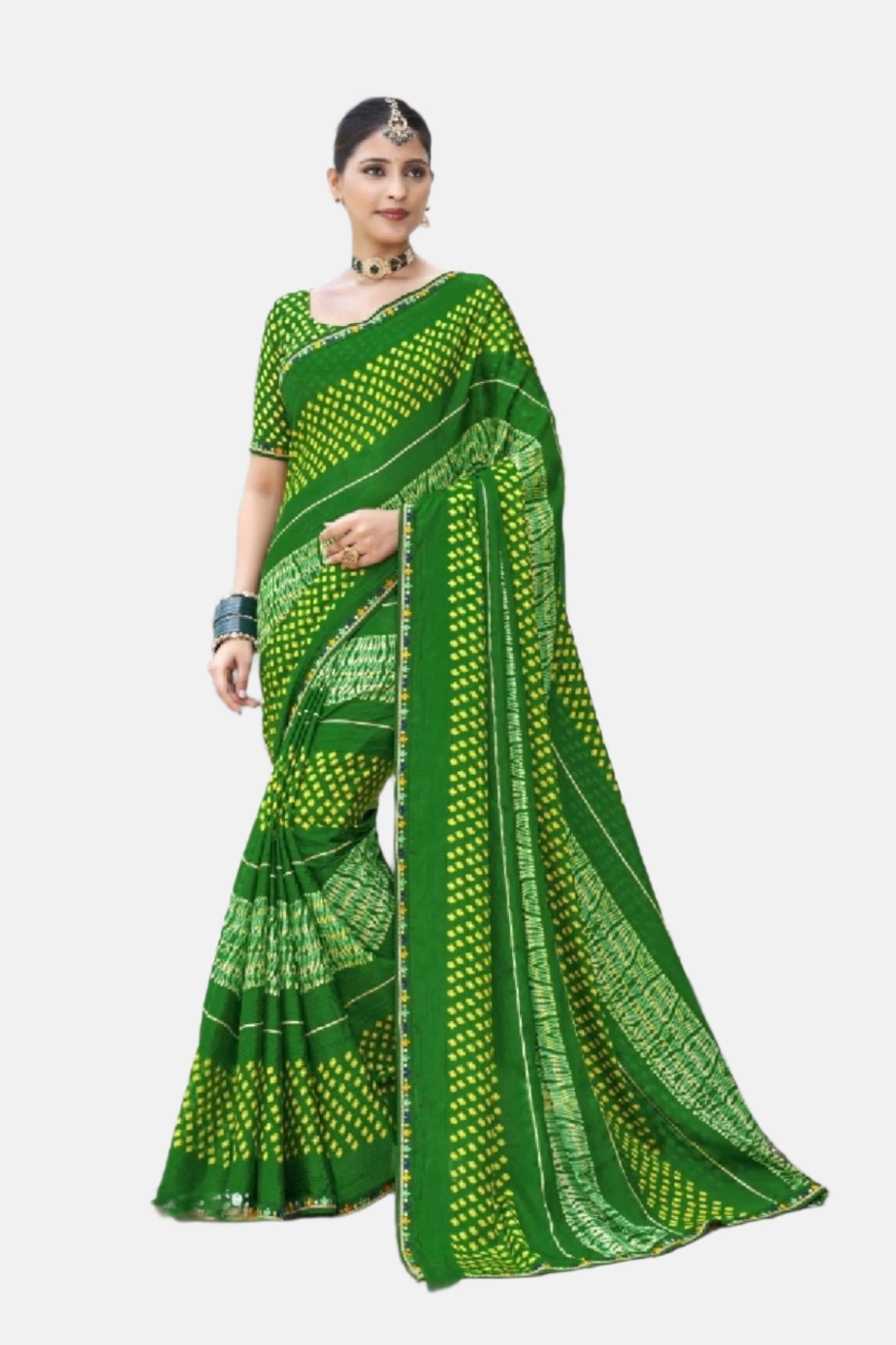 Laxmipati N-2621 Green Chiffon Saree 