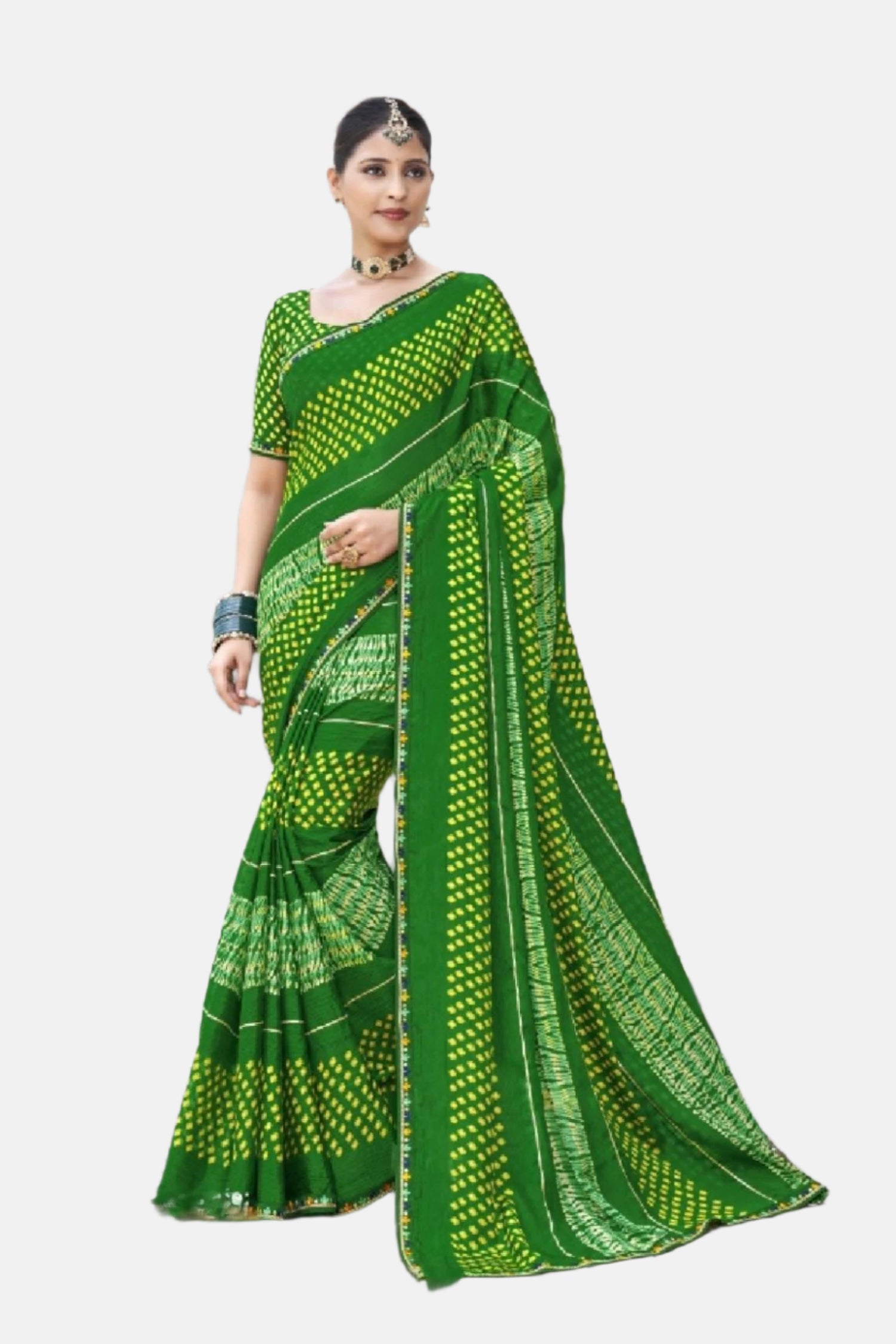 Laxmipati N-2621 Green Chiffon Saree 
