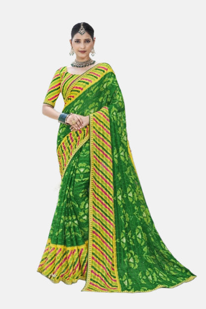 Laxmipati N-2623 Green Chiffon Saree 