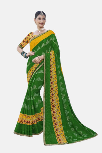 Laxmipati N-2625 Green Chiffon Saree 