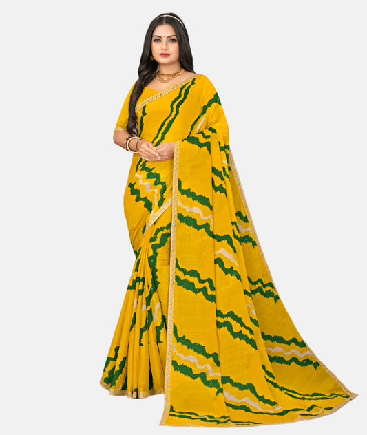Laxmipati N-2627-B Yellow Chiffon Saree 