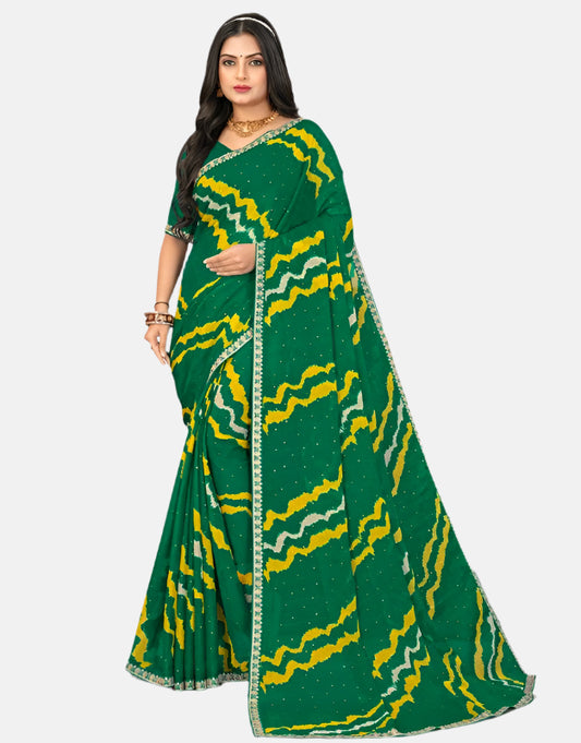 Laxmipati N-2627-C Green Chiffon Saree 