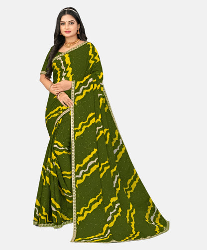 Laxmipati N-2627-E Green Chiffon Saree 