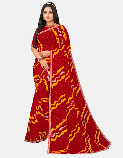 Laxmipati N-2627-F Red Chiffon Saree 