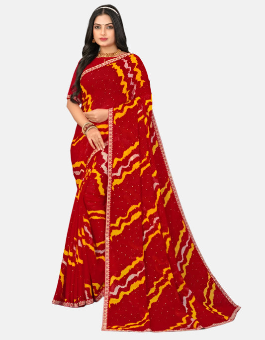 Laxmipati N-2627-F Red Chiffon Saree 