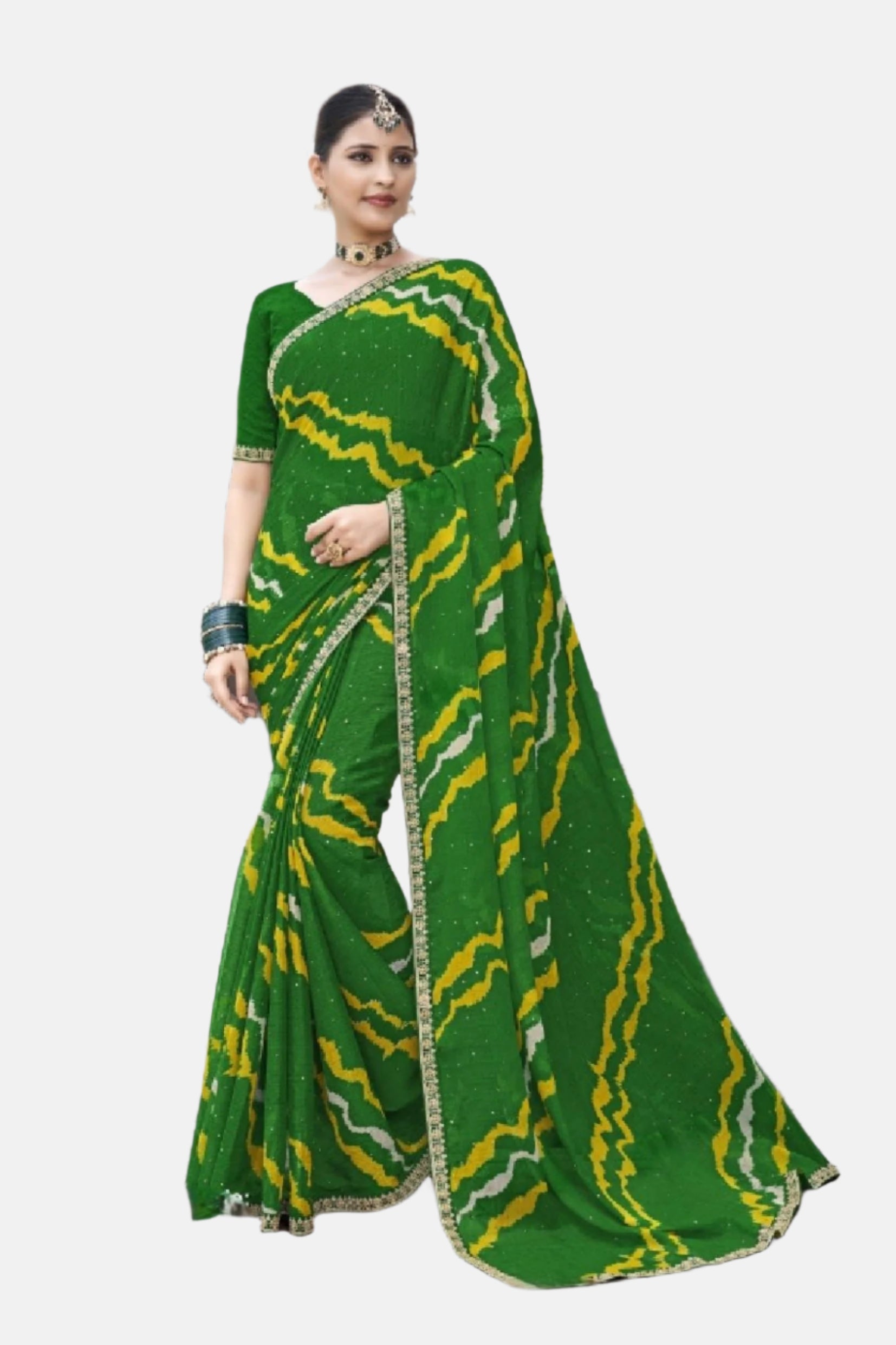 Laxmipati N-2627 Green Chiffon Saree 